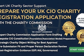 prepare your UK cio charity registration application with the charity commission