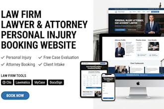 design law firm, lawyer, attorney website with booking personal injury website