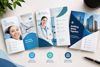 design dental brochure, medical brochure and corporate brochure professionally