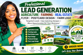 lead generation agriculture farming real estate flyer postcard design farm logo