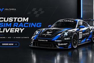 design custom sim racing livery for iracing acc and le mans ultimate esport team