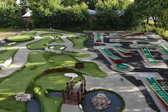 design modern 3d golf course,warn up golf,shoot out box fied golf,landscape park