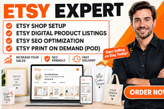 setup etsy shop etsy digital product seo listings etsy print on demand etsy pod