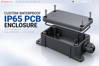 design custom waterproof ip65 pcb enclosure electronics iot, solidworks 3d print