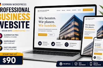 design a professional german wordpress website with elementor pro