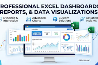 excel dashboards, reports, charts and data visualizations