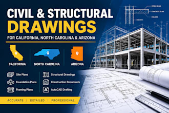 civil and structural drawings for california, north carolina, and arizona