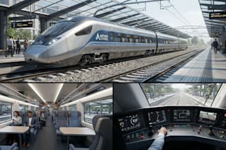 design a 3d train design, subway model, railway design, locomotive train