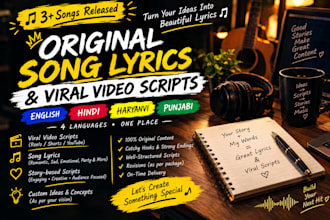 write song lyrics in hindi, haryanvi, punjabi and english
