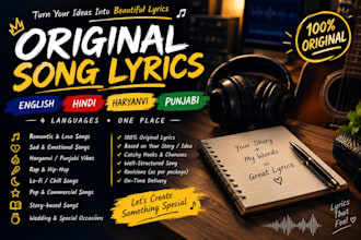 write original song lyrics in hindi, haryanvi, punjabi or english