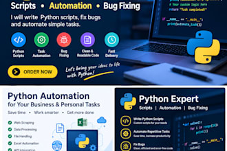 write python scripts, fix bugs and automate simple tasks
