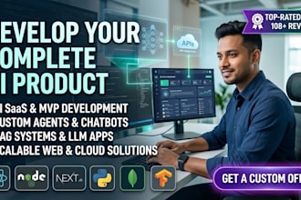 develop ai apps, ai saas, ai website and ai bots