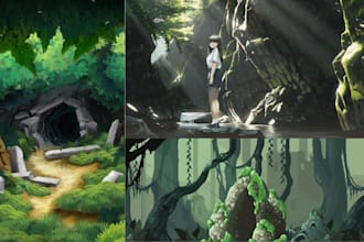 create game background, pixel art and 2d environment art
