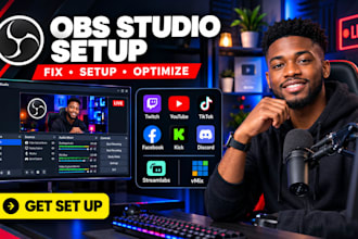 setup or fix obs studio, obs streamlabs, live streaming, streaming setup, vmix