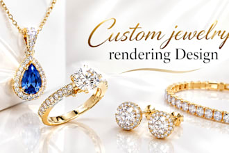 create luxury photorealistic jewelry rendering for rings, necklaces and earrings