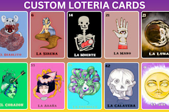 draw custom loteria card artwork playing card game loteria mexican illustrations