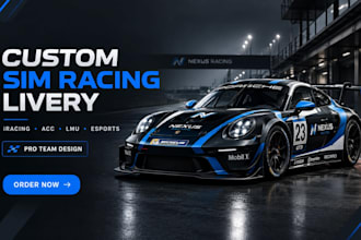 design custom sim racing livery for iracing, acc, lmu and esports teams