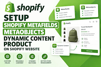 setup shopify metafields metaobjects dynamic content product on shopify website