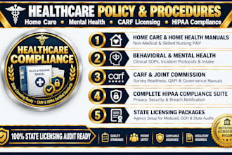 write policy and procedures for home care, mental health, carf licensing, hipaa