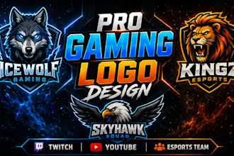 design pro gaming and esport logo for twitch and youtube