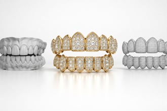 design custom grillz cad from teeth scan for 3d printing, casting and production