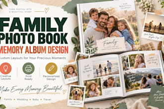 design family photo book, memory album and wedding photobook