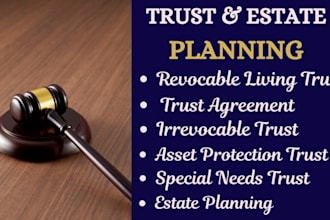 draft US revocable living trust, irrevocable trust and estate plan