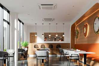 upscale3d luxury eat poetry,cgi dining layout,modern coffee shop interior,revit