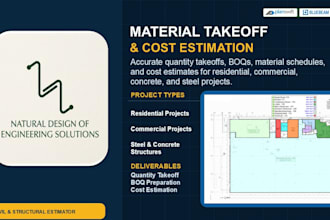 do boq, material takeoff and construction estimate for you