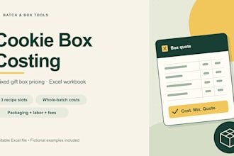set up your cookie recipe cost and gift box pricing excel workbook