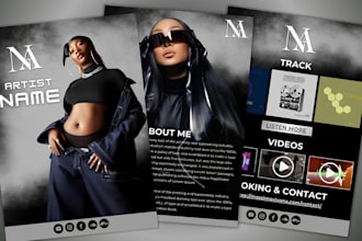 design dj press kit, artist epk, music epk, promotional flyer, one sheet, logo