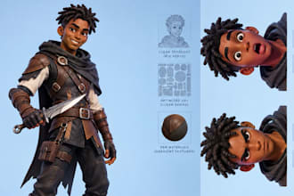 create stylized 3d cartoon character models for games, animation and 3d printing