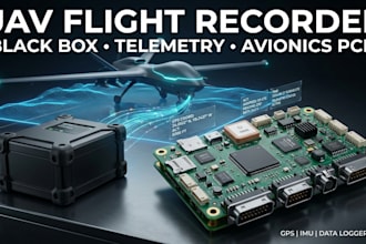 design uav flight recorder, aircraft blackbox, telemetry logger and custom pcb