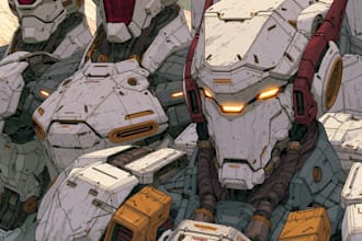 design detailed mech and robot concept art