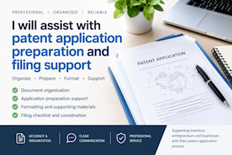 assist with patent application preparation and filing support