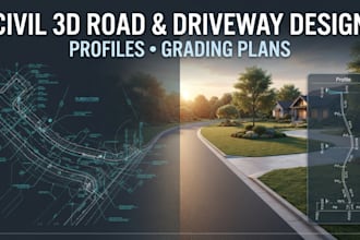 create civil 3d road and driveway designs, profiles and grading plans for USA