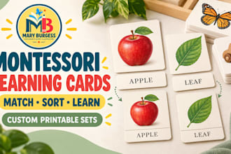 illustrate cute montessori printable flashcards for homeschool preschool daycare