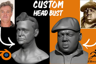 sculpt realistic custom 3d head bust face model figurine potrait for 3d printing