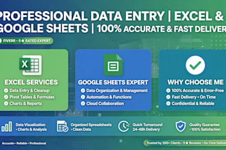 do accurate data entry, excel work and chart analysis