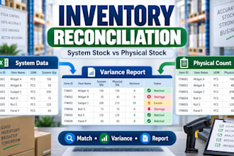 reconcile inventory stock and create an excel variance report