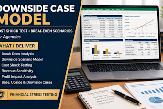 prepare downside case model, cost shock test, break even scenarios for agencies