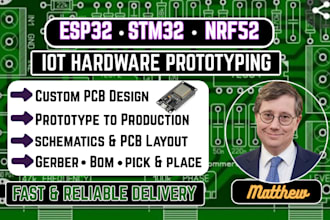 design custom pcb, esp32, stm32 and iot hardware with schematics