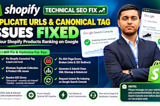 fix shopify canonical tags duplicate urls and search console index errors