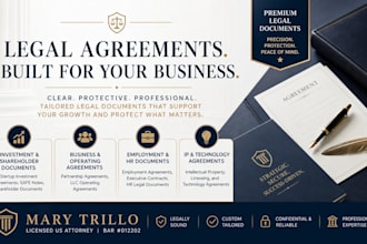 draft startup investment agreements and safe notes as a US attorney
