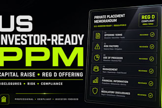 draft a US investor ready ppm for your capital raise and reg d offering