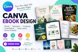 design canva ebook, workbook, lead magnet, cookbook and book layout