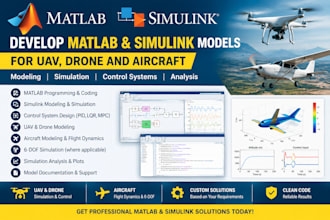 develop matlab and simulink models for uav, drone and aircraft
