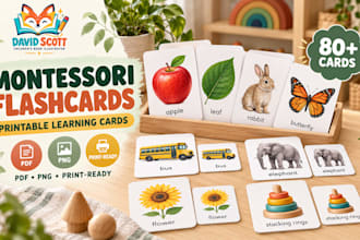 design montessori printable flashcards and learning cards for preschool families