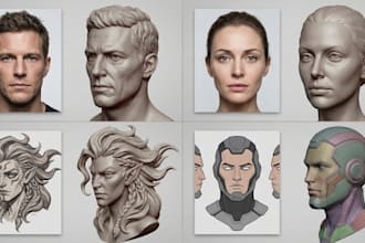 do custom 3d head model for 3d printing and games in zbrush