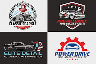design mechanical workshop repair automotive garage auto detailing car wash logo